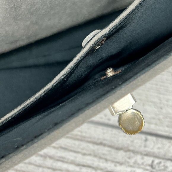 Pierre Balmain Gray Suede Vintage Clutch Bag With Coin Purse And Compact Mirror - Picture 10 of 13